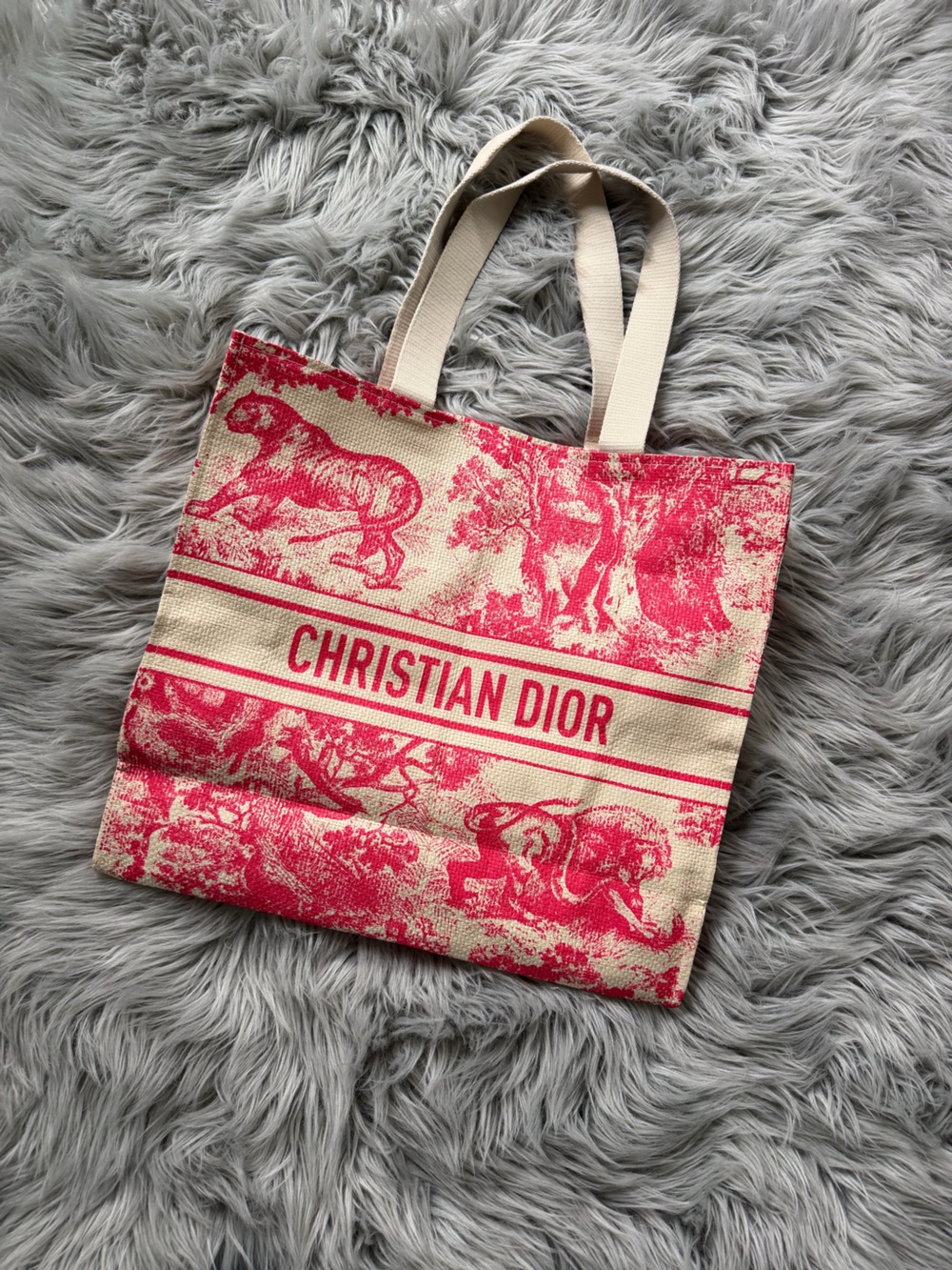 GWP Christian Dior Cream and RED Toile Canvas Tote